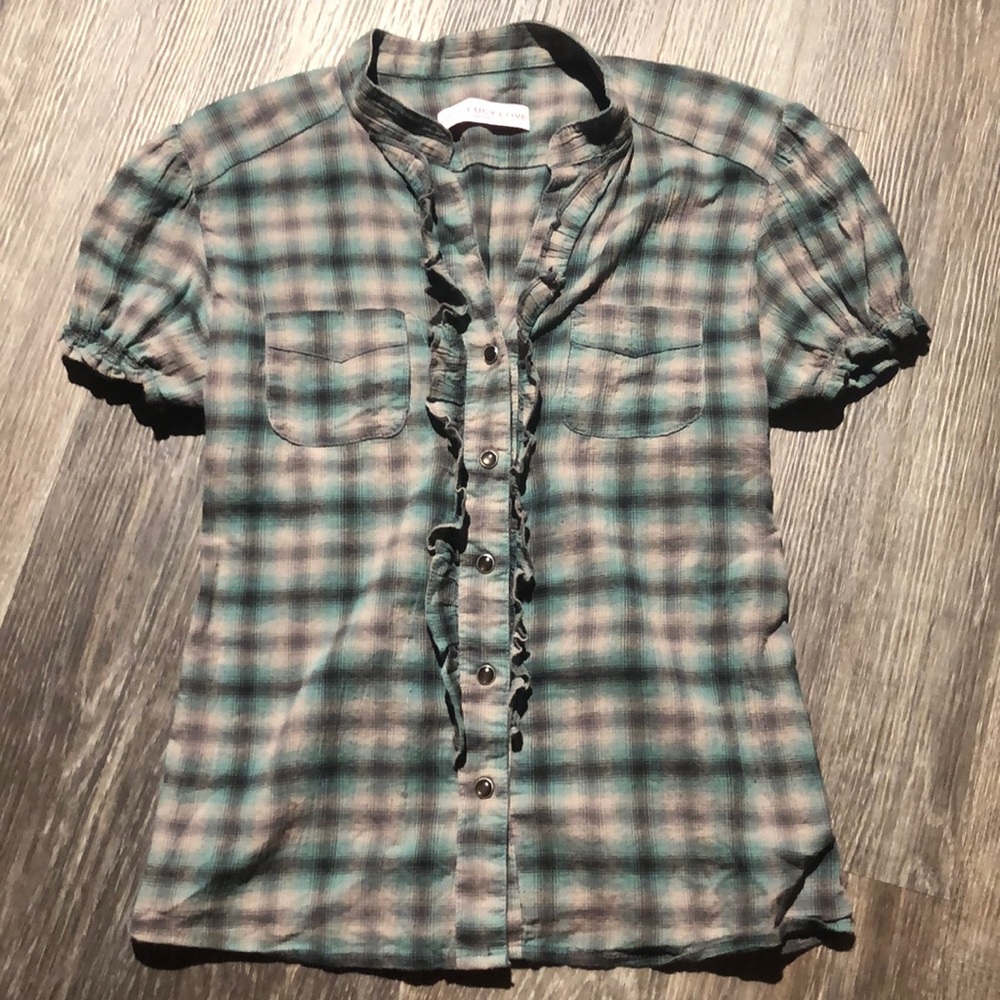 Women’s Lucy Lucy Love Plaid BlouseSz M